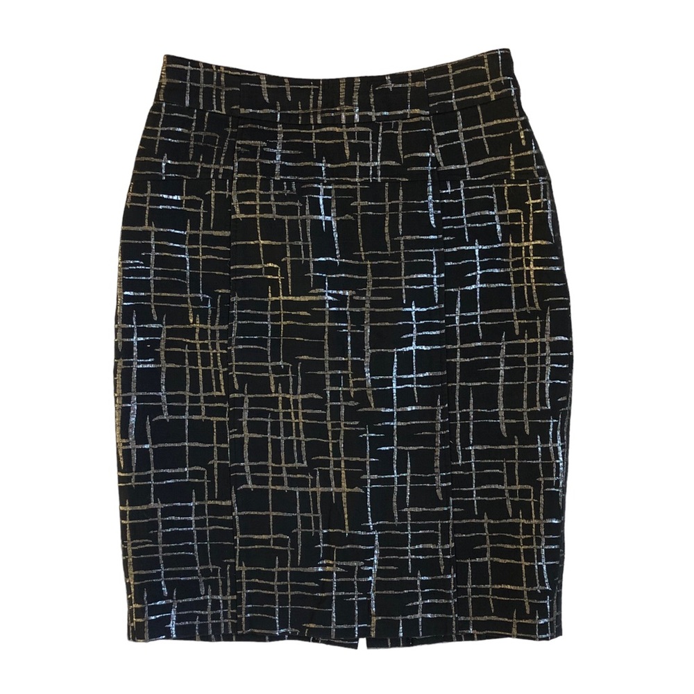 Calvin Klein Skirt Black Metallic Silver Lined Size 4
